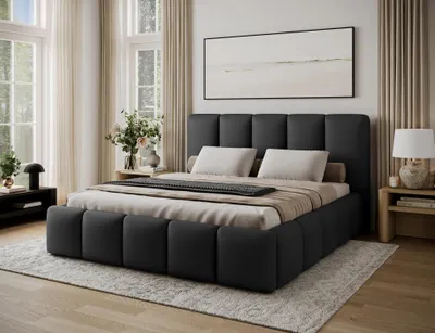 Obrázek produktu pro Manželská čalouněná postel 140x200 DOLVERO 3 - černá