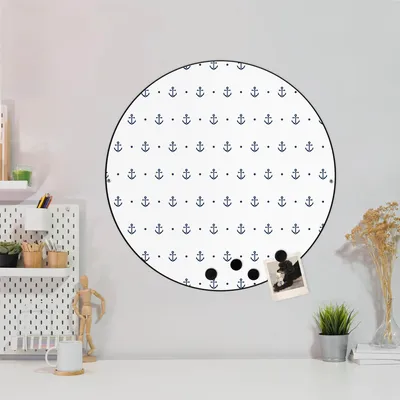 Produktbild von Design Stahlmagnettafel Schwarz Rund 47cm Kleine Anker