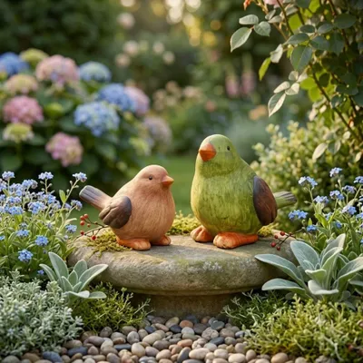 Imagen del producto de Un encantador par de pájaros de cerámica: detalles naturales para su hogar