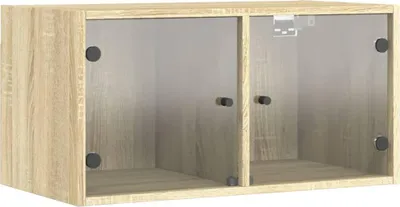 Obrázek produktu pro vidaXL Nástěnná skříňka se skleněnými dvířky Sonoma dub 68,5x37x35 cm