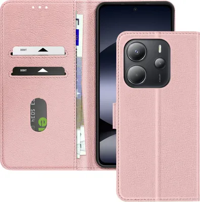 Produktbild von Avizar, Kunstlederetui mit Standfunktion Xiaomi Redmi Note 14 4G, Champagnerrosa