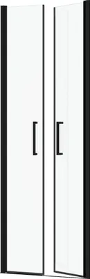 Image de Porte de Douche Double Battant 70x200cm - Verre Trempé Transparent 6mm - Profil Noir Mat