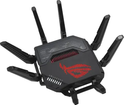 Produktbild von ASUS ROG Rapture GT-BE98, Wi-Fi 7 (802.11be), Quad-band (2.4 GHz / 5 GHz-1 / 5 GHz-2 / 6 GHz), Ethernet/LAN, Schwarz, Tabletop-Router