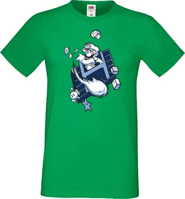 Produktbild von Herren T-Shirt Japan Manga Animation Comics Game Mario Fun Fire ball Var-006 Game Mario Fun Fireball, Man M / Grün