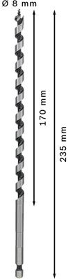 Productafbeelding van Houtboormachine met zeskantige schacht, diameter: 8 mm, totale lengte: 235 mm