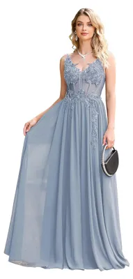 Produktbild von Misshow s Abendkleid für Zeremonie, lang, Pailletten, Perlen, mit Appli