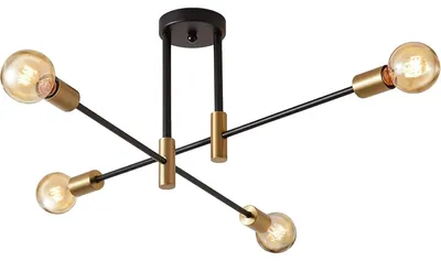 Image de Plafonnier, style vintage, luminaire à 4 ampoules, style A