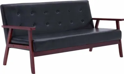Zdjęcie produktu dla VidaXL 248643, Czarny, 3 siedz., Drewno, Sztuczna skóra, 1580 mm, 670 mm