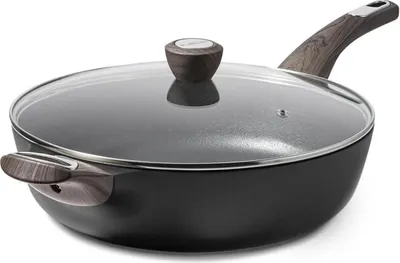 Image de SENSARTE 30cm de profondeur Poêle à frire avec couvercle 4.7L Poêle à frire à induction anti-adhésive