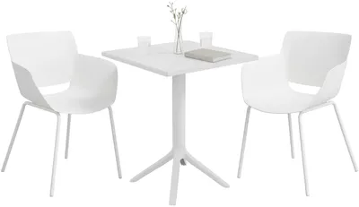 Image de Ensemble de mobilier de jardin Norva comprenant 2 chaises | Couleur : Blanc | Dimensions : 168x60x80 cm