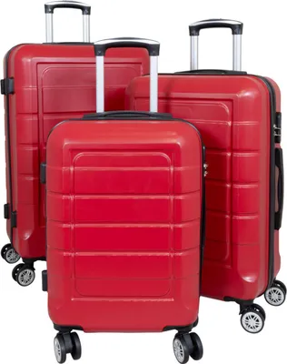 Produktbild von ABS Hartschalen Koffer Set M,L,XL Gepäck Trolley aufrecht rollbar Itzum Rot M+L+XL