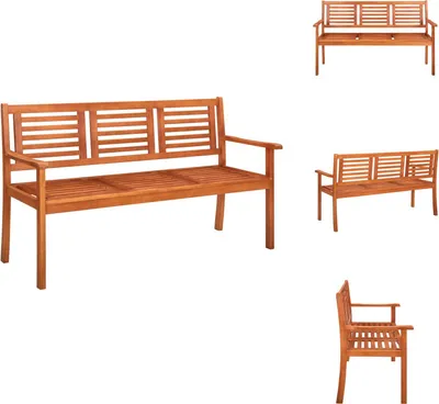 Image de vidaXL Banc de jardin 3 places 150 cm en bois massif d'eucalyptus - Bancs de jardin