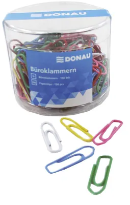 Produktbild von DONAU 7831001-99 Briefklammer - 28 mm, sortiert, Dose 150 Stück