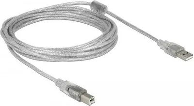 Image de Delock 83896 DELOCK USB Kabel A -> B St/St 5.00m transparent