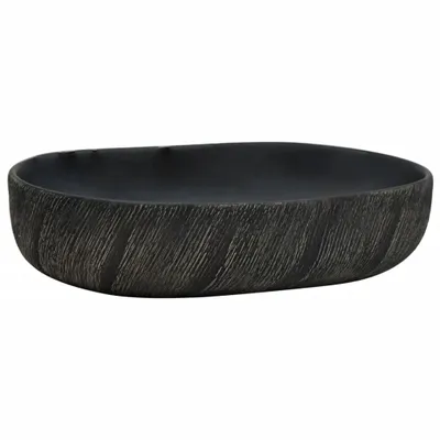 Image de Vasque à poser noir ovale 59x40x14 cm céramique