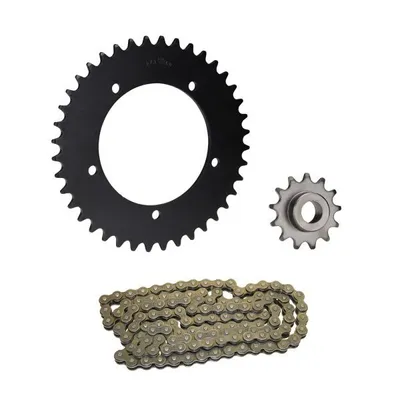 Zdjęcie produktu dla Zestaw łańcucha 3-częściowy czarny 13/40 zębów do Hercules KX 5 (od silnika nr 10697366)