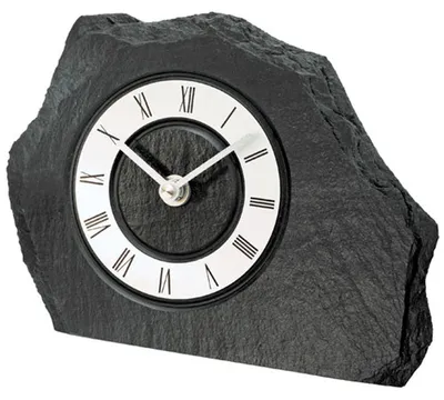 Produktbild von AMS T1104 Tischuhr mit Schiefer-Gehäuse in Silber und Quarzwerk