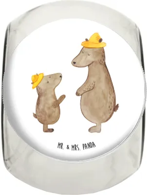 Produktbild von Mr. & Mrs. Panda gewürzglas Bären mit Hut XL 2000ml - Weiß - Geschenk, Kinder, Dad, Familie, Vatertag, Vorratsglas, Bruder, Bonboniere, Teedose, Vorratsbehälter