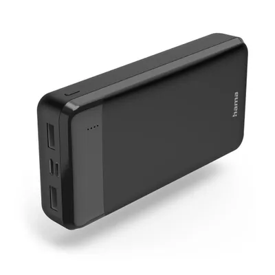 Zdjęcie produktu dla Bateria zewnętrzna HAMA „Eco Power 20”, 20000 mAh, Wyjścia: 1 x USB-C, 2 x USB-A, Czarna