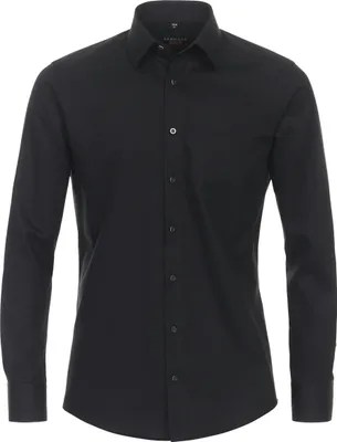 Produktbild von REDMOND Herren Businesshemd Langarm Kent Modern-Fit Twill Schwarz L