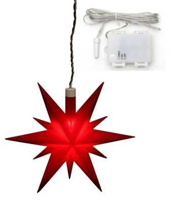 Kunststoff-Weihnachtsstern rot, LED, Timer, 13,5x5,5x12 cm