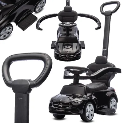 Immagine prodotto di Monopattino per bambini con schienale con funzione musicale da 12 mesi con maniglia e morsetto Mercedes Classe C E nero