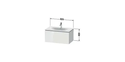 Produktbild von Waschtischunterbau L-CUBE 820x481mm 1 Ausz. we s-matt ES Ah mitte weiß supermatt Einrichtungssystem Ahorn mitte