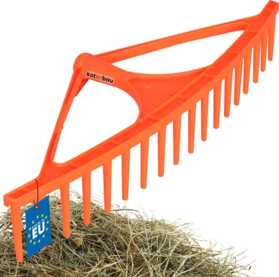 Produktbild von KOTARBAU® Heurechen 64 cm ohne Stiel Laubrechen Kunststoff für Gras- & Heckenschnitt 18 Zinken Rechen für Garten Laubbesen Heuharke Kunststoff Orange