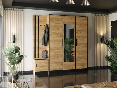 Produktbild von KIER FURNITURE Kleiderschrank mit Sitz, Eiche Craft Gold - 209,6x205x39cm