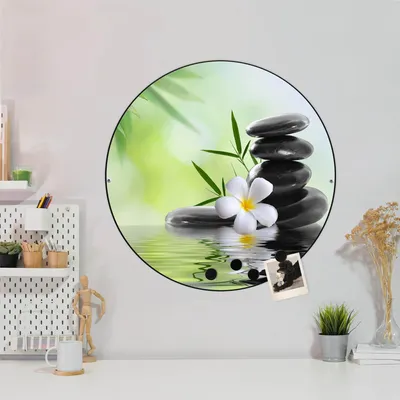 Produktbild von Design Stahlmagnettafel Schwarz Rund 47cm Steine & Relax 6