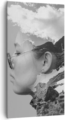 Produktbild von Bild auf Leinwand - Leinwandbild - Einteilig - Frau modern schwarz und weiß - 55x100cm - Wand Bild - Wanddeko - Wandbilder - Leinwanddruck - Bilder - Wanddekoration - Leinwand bilder - PA55x100-4571