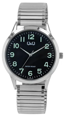 Produktbild von Q&Q Herrenuhr Edelstahl Ø 40 mm flexibles Zugarmband Quarzuhrwerk 3 ATM wasserdicht