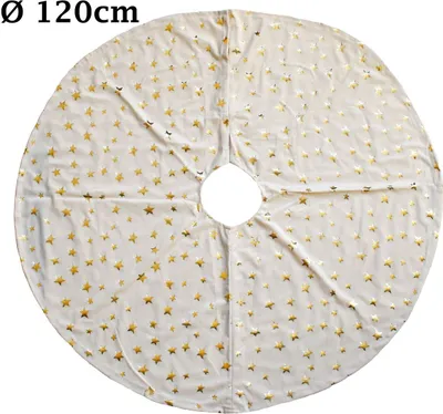 Produktbild von Kuschlige Christbaumdecke Rund Ø 120cm Weihnachtsbaumdecke Weihnachtsbaum Decke Tannenbaum Unterlage, Farbe:Beige / Sterne
