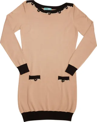 Produktbild von Classy Vintage Kleid mit eleganten Perlenverzierungen und schwarzen Akzenten