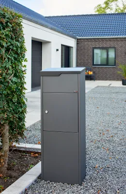 Produktbild von Allux 650 Paketbriefkasten in anthrazit, Entnahme vorne