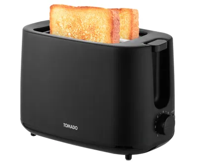 Produktbild von Tomado TBT1000B – Kompakter Toaster – 2 lange Schlitze – 7 Bräunungsstufen – Schwarz