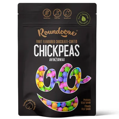 Obrázek produktu pro Pražená cizrna v čokoládě s ovocnou příchutí 150g Roundooze