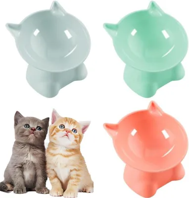 Produktbild von erhöhte, geneigte (15°) Anti-Erbrechen-Katzennäpfe (rosa, grau, grün)