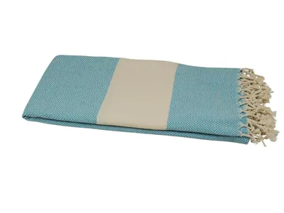 Produktbild von Hamamtuch Saunatuch Strandtuch "Zickzack" türkis 90x180 cm