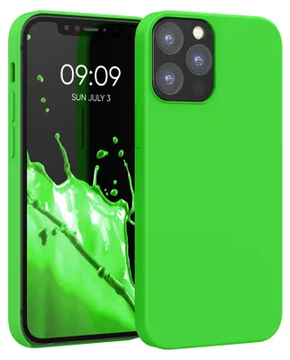 Produktbild von kwmobile Handyhülle für iPhone 12 Hülle / iPhone 12 Pro Hülle - Silikon Handy Case - weiche Oberfläche - kabelloses Laden - Neon Grün