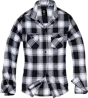 Produktbild von Brandit Women Amy Flannel Shirt Long Sleeve white-black, S