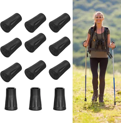 Produktbild von Nordic Walking Pads Gummispitzen, 12 Stück, für Wanderstöcke und Trekkingstöcke, rutschfest