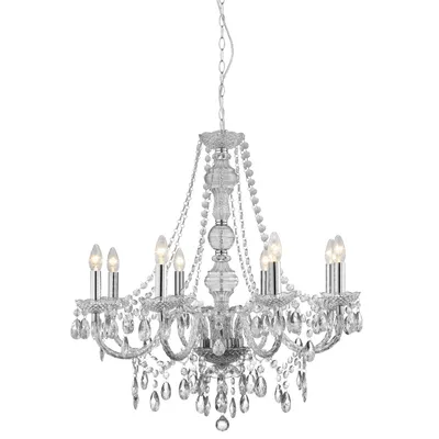 Image de Lustre Classique Mariateresa Verre Transparent Polycarbonate Chrome 8 Lumières E14