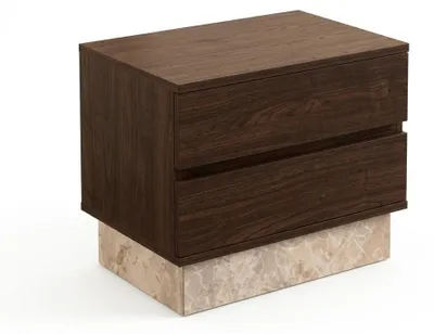 Image de Table de chevet en bois brun, meubles de design, meubles de chambre à coucher, style moderne