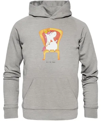 Produktbild von Mr. & Mrs. Panda Sweathoodie Einhorn Prinzessin Größe L - Heather Grey - Geschenk, Pullover, Hoodie, Geburtstagsgeschenk, Pulli, Monat, Unicorn, Geburtstag, Kapuzenpulli