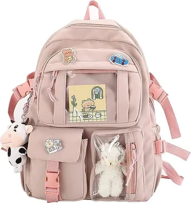 Immagine prodotto di Zaino estetico zaini giapponesi kawaii zaino scuola con ciondolo Piccolo zaino materiale scolastico, rosa