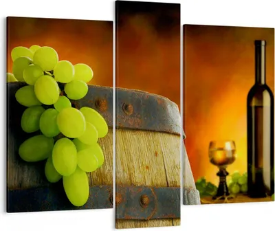 Produktbild von Bild auf Leinwand - Leinwandbild - Landwirtschaft Alkohol Fass Tasse - 95x80cm - Wand Bild - Wanddeko - Leinwanddruck - Bilder - Kunstdruck - Leinwand bilder - Wandkunst - CB95x80-2156