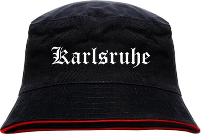 Produktbild von Karlsruhe Anglerhut - Altdeutsche Schrift - Schwarz-Roter Fischerhut S/M SchwarzRot