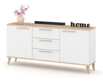 Produktbild von Kommode mit Schubladen Fernsehschrank HANA 3S Golden Sonoma Eiche/Weiß Matt 150cm