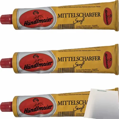 Produktbild von Händlmaier Mittelscharfer Senf 3er Pack (3x200ml Tube) + usy Block
